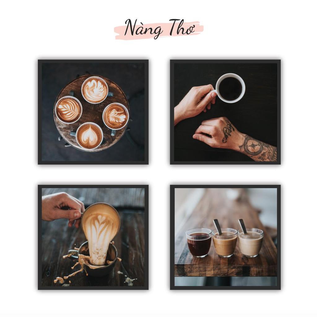 BỘ 4 TRANH TIỆM CÀ PHÊ DÁN FORM CỨNG 5mm