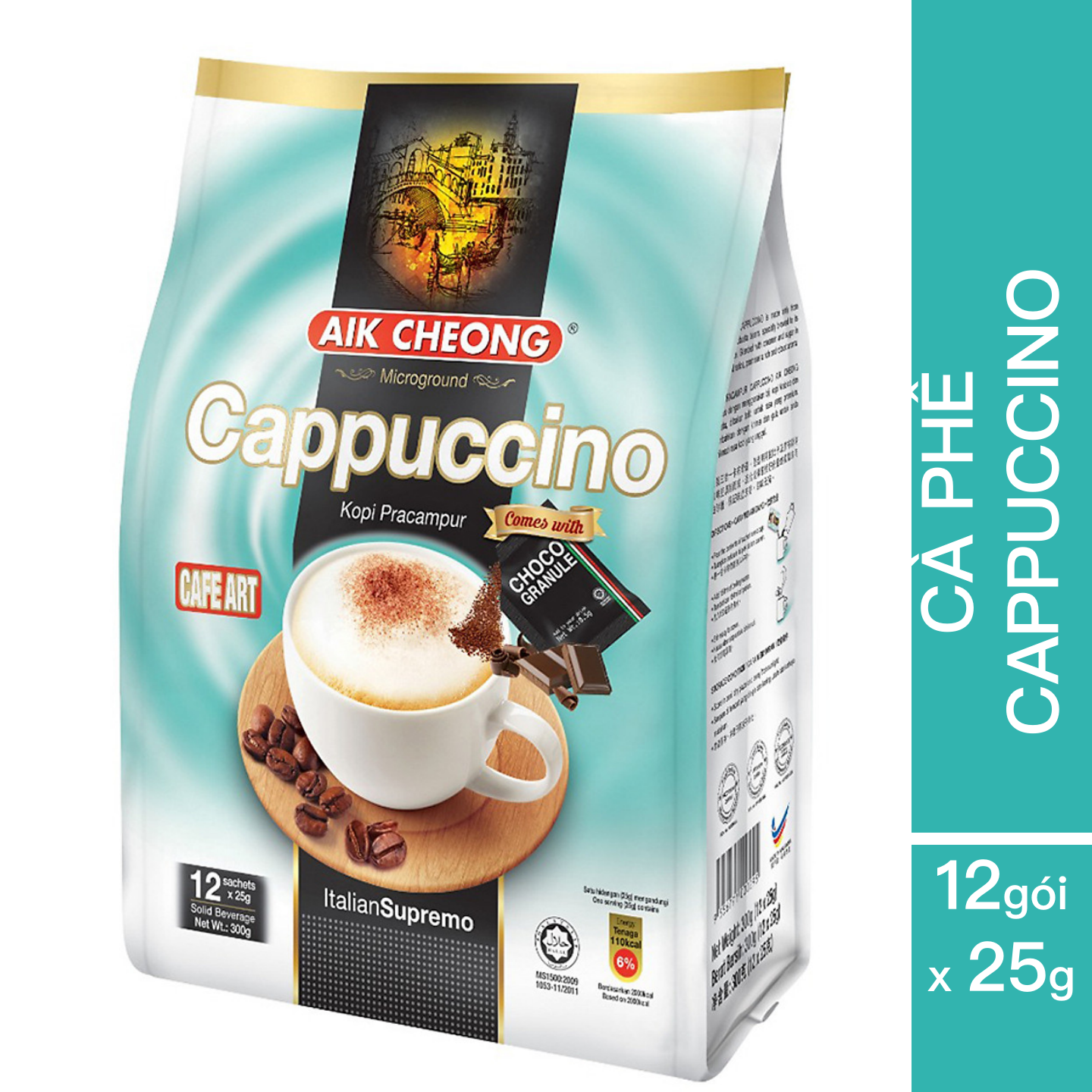 Cà Phê Cappuccino Aik Cheong Cafe Art (12 Gói x 25g)