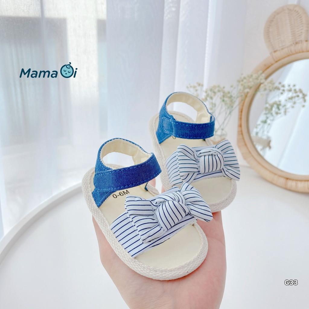 Giày sandal tập đi cho bé bằng da nơ xanh của Mama Ơi - Thời trang cho bé