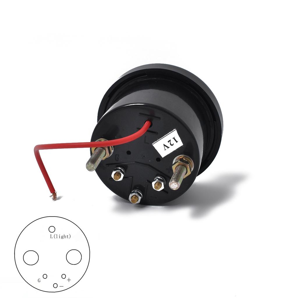 52mm Marine Fuel Gauge E-1/2-F Boat Fuel Level Indicator 12V 350mm Sensor