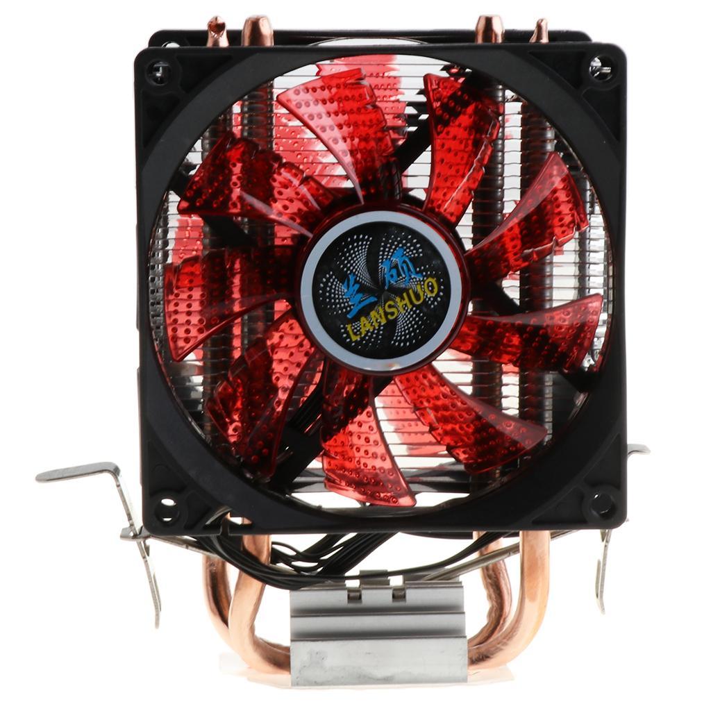 Dual- Quiet CPU Cooling Fan 4 Pin Wire 12 LED RGB CPU Cooler Red
