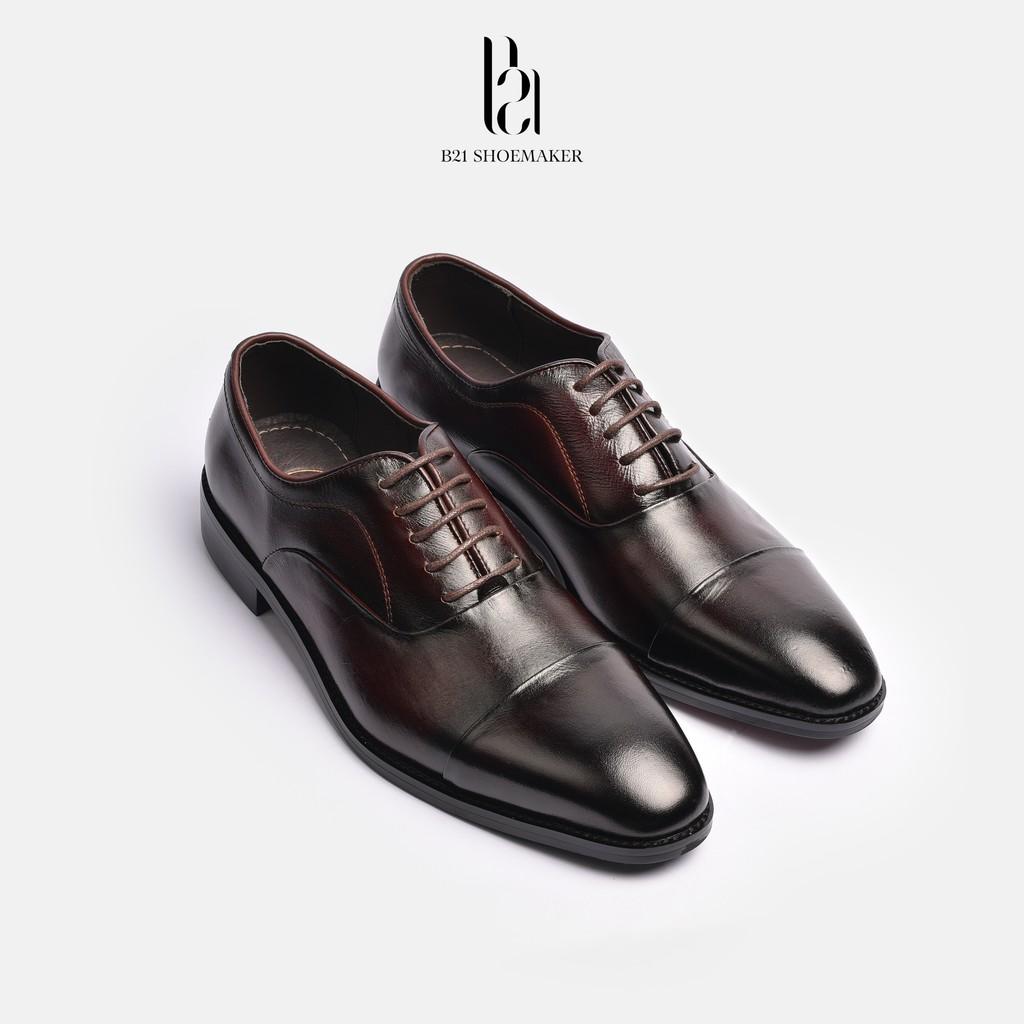 Giày Buộc Dây OXFORD Da Bò Thật Đế Phíp Gỗ Lót Giày Thoáng Khí 0,5cm Phong Cách CLASSIC Công Sở Basic - B21 Shoemaker