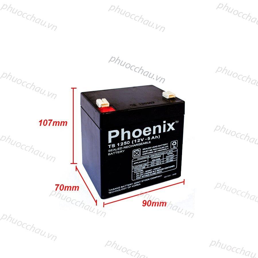 Ắc Quy PHOENIX TS1250 12V-5Ah - Chuyên Dùng Cho Nguồn Dự Phòng (UPS, Inverter, ...)
