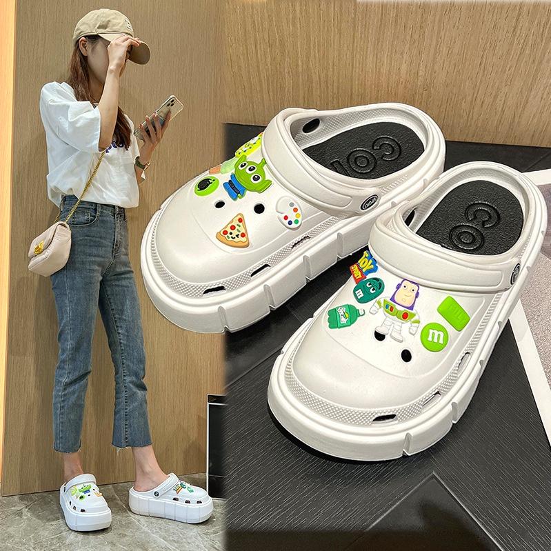 Dép Cross nữ đế 6cm siêu nhẹ kèm Sticker dễ thương hàng loại 1 dép nữ hot trend 2022