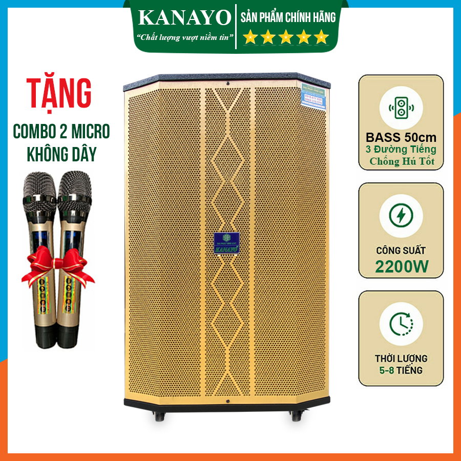 Loa kéo karaoke Kanayo K-2200 bass 50 3 đường tiếng công suất lớn 2200 Watt | Hàng chính hãng chất lượng cao, lắp ráp tại Việt Nam