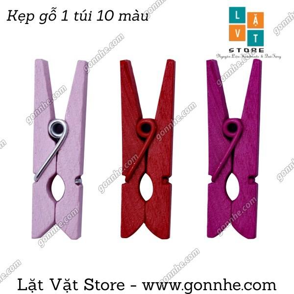 Bộ Kẹp Gỗ Một Túi 10 Cái - Màu Sắc Khác Nhau