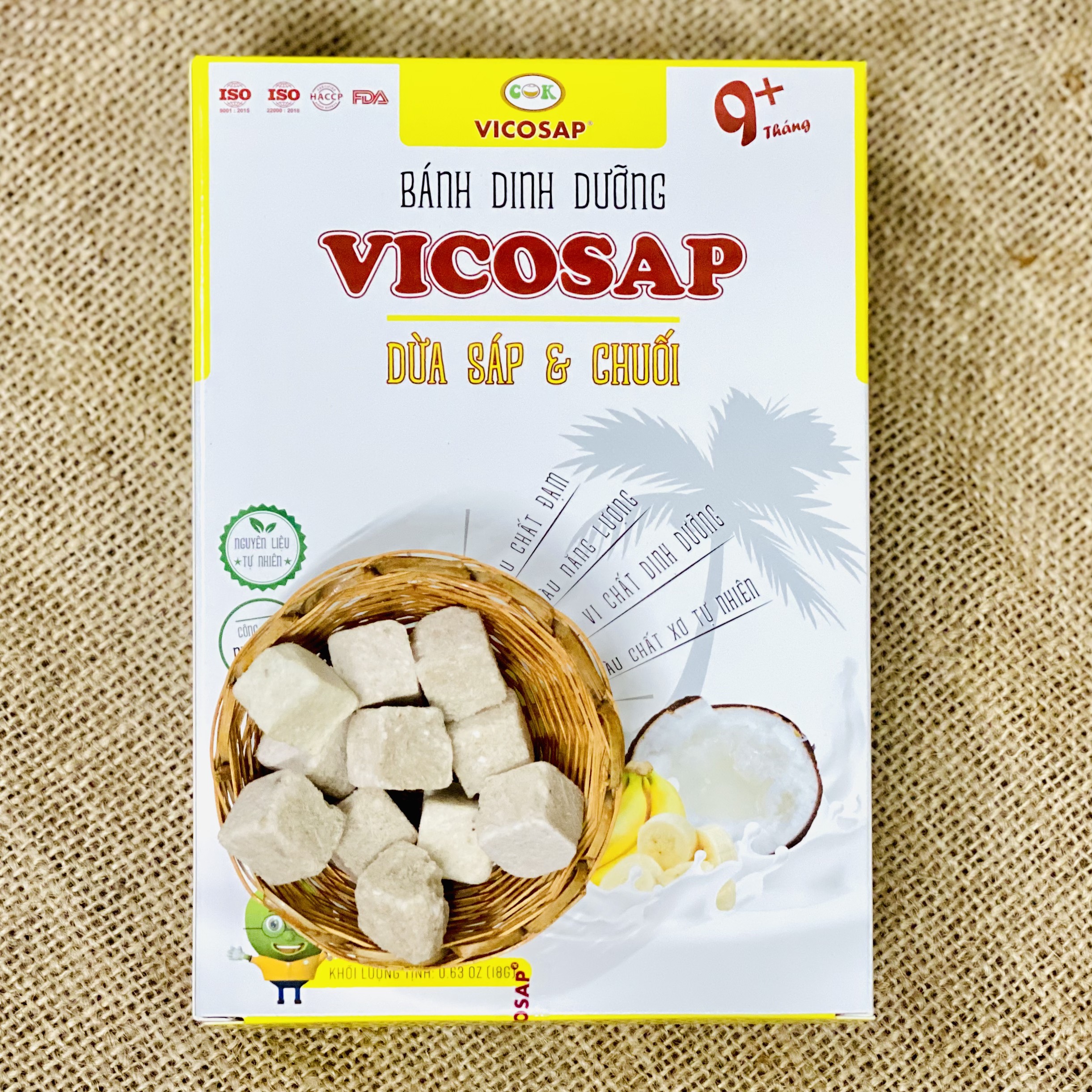 [CHO BÉ] BÁNH DINH DƯỠNG DỪA SÁP & CHUỐI VICOSAP