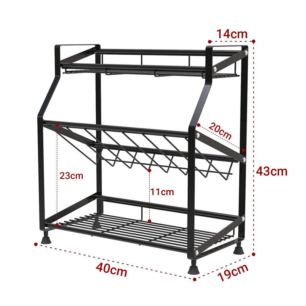 Kệ Gia Vị Thép Đen 3 Tầng Nghiêng Siêu Tiện Lợi Size To