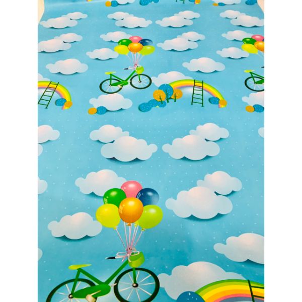 Decal cuộn dán tường có sẵn keo - decal dán phòng em bé - decal dán tường cầu vồng mây xanh