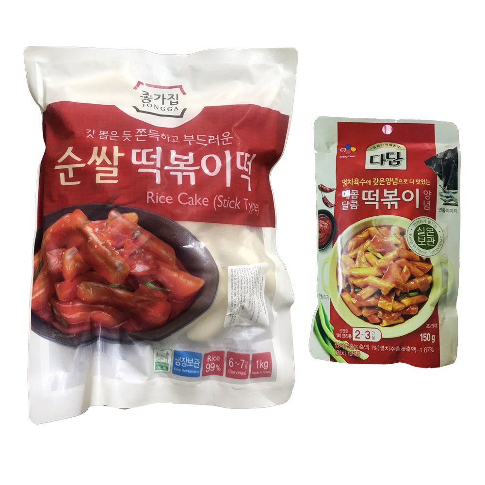 Combo Bánh Gạo TOPOKKI JongGa Cao Cấp 1Kg Và Sốt Nấu Bánh Gạo Cay Ngọt Tokbokki Beksul Gói 150g  - Nhập Khẩu Hàn Quốc