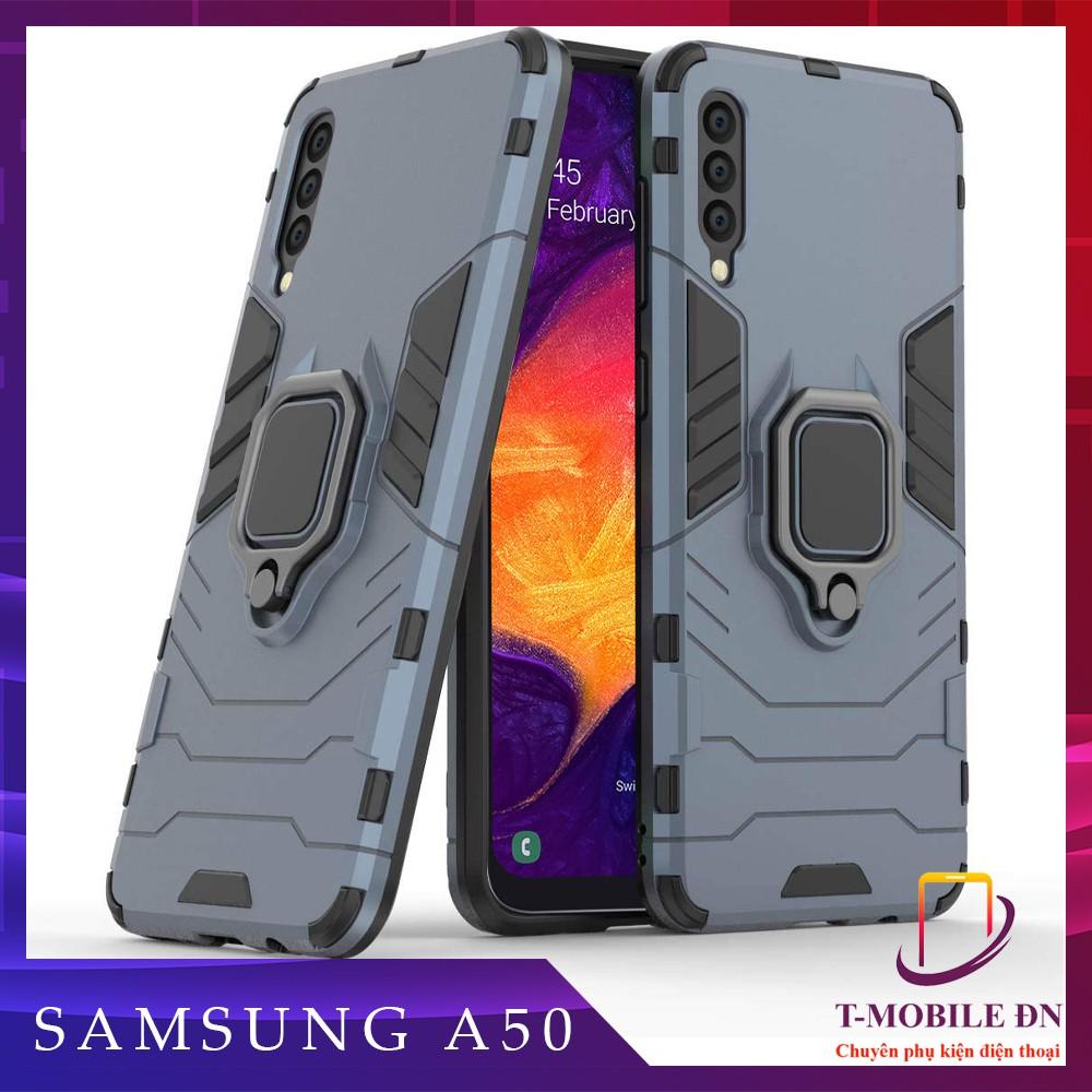 Ốp lưng cho Samsung A50 iron man chống sốc kèm nhẫn xoay chống xem video bảo vệ camera