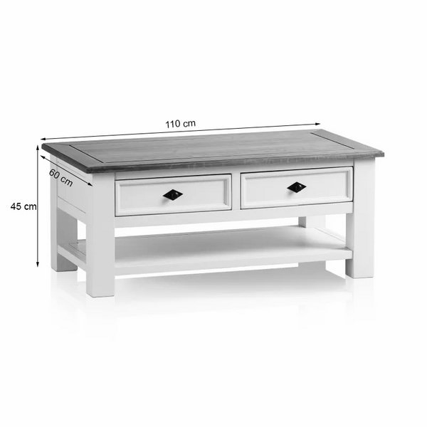 Bàn trà 2 ngăn kéo Shutter gỗ sồi
