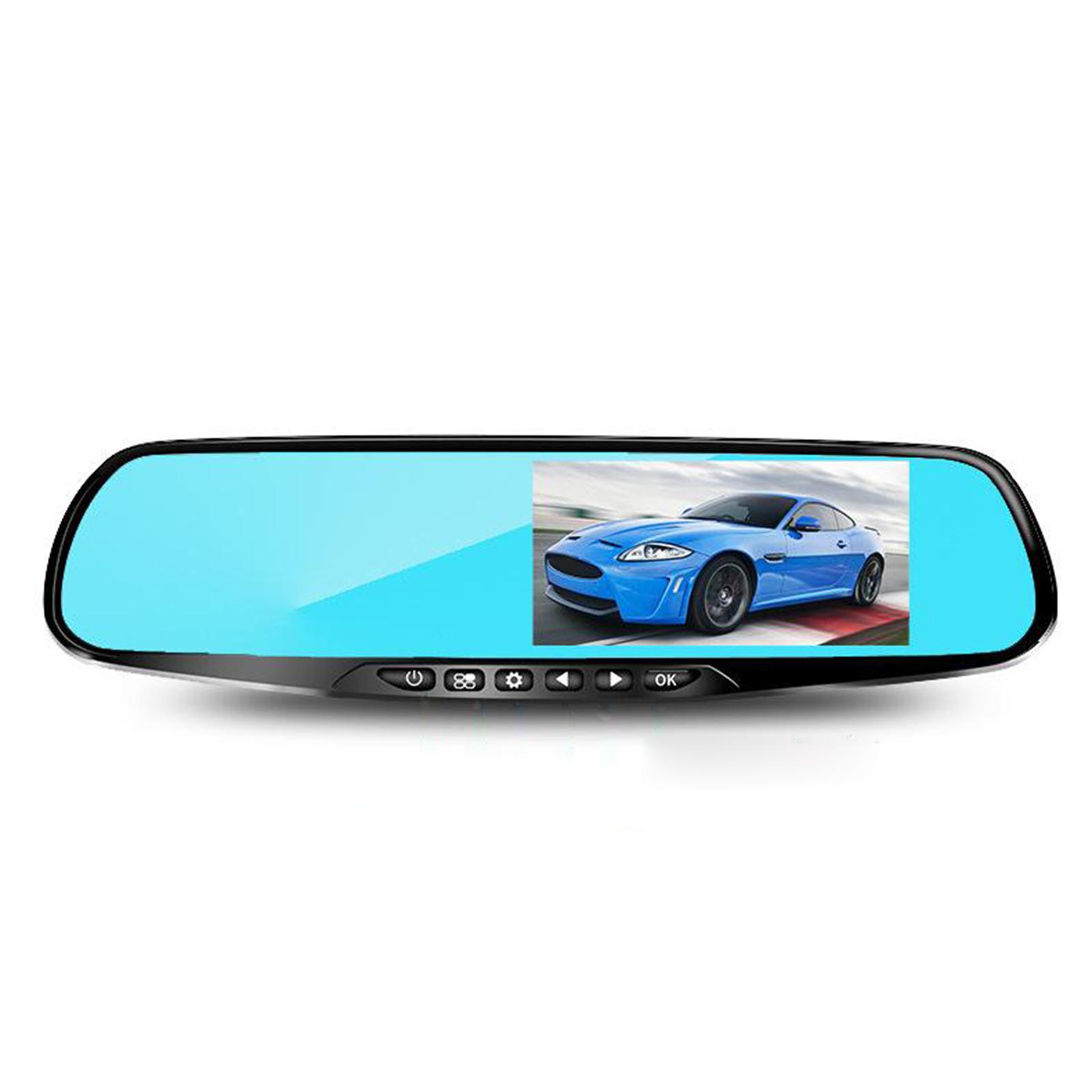 4.3 Inch Display HD Car 1080P Dash DVR Rearview Mirror Backup Camera Super Night Vision