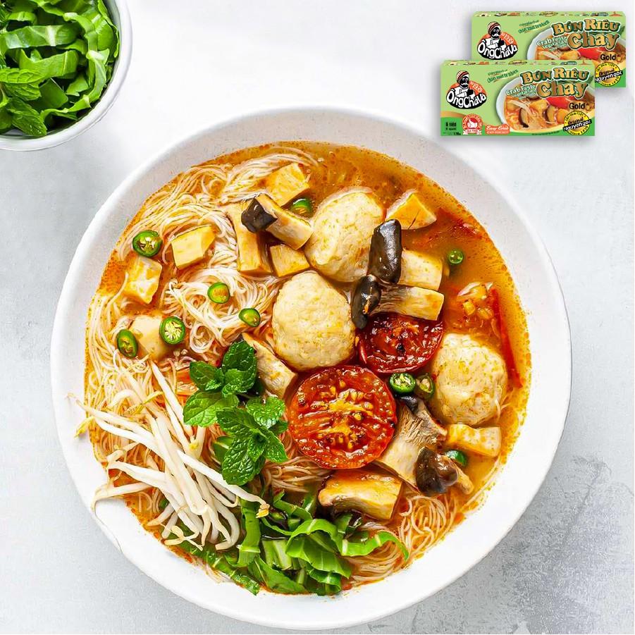 Combo 5 Hộp Viên Gia Vị Bún Riêu Chay Ông Chà Và 126g (Crab Taste Vegetable Soup Cubes)