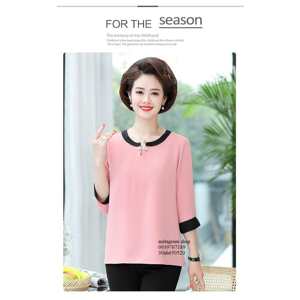 Nh650520-áo kiểu phối màu trung niên