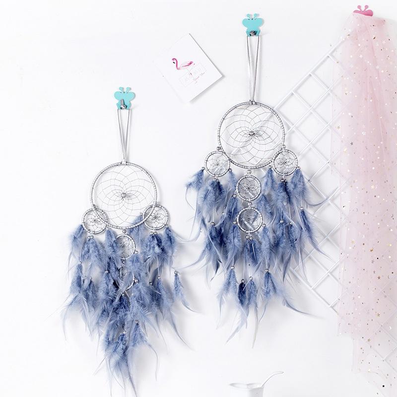 Dreamcatcher Bằng Sắt Đính Lông Vũ Và Ngọc Trai Tinh Tế Trang Trí Nội Thất Tặng Kèm Móc Treo Dán Tường