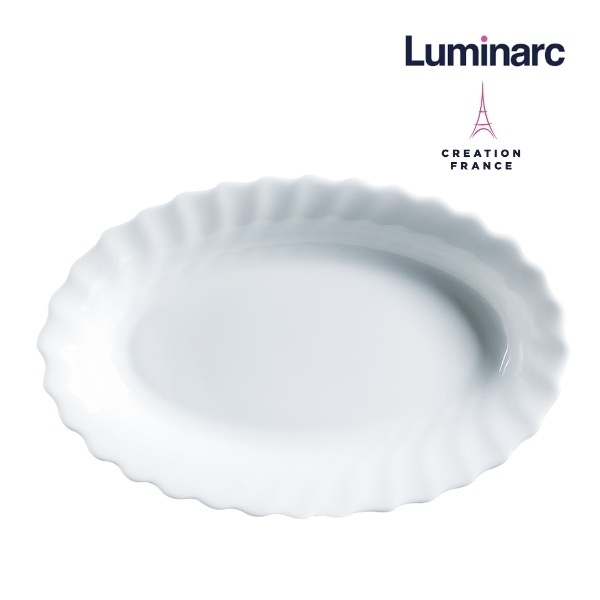 Bộ 6 Đĩa Oval Thuỷ Tinh Luminarc Trianon Trắng 22cm - LUTRN3648