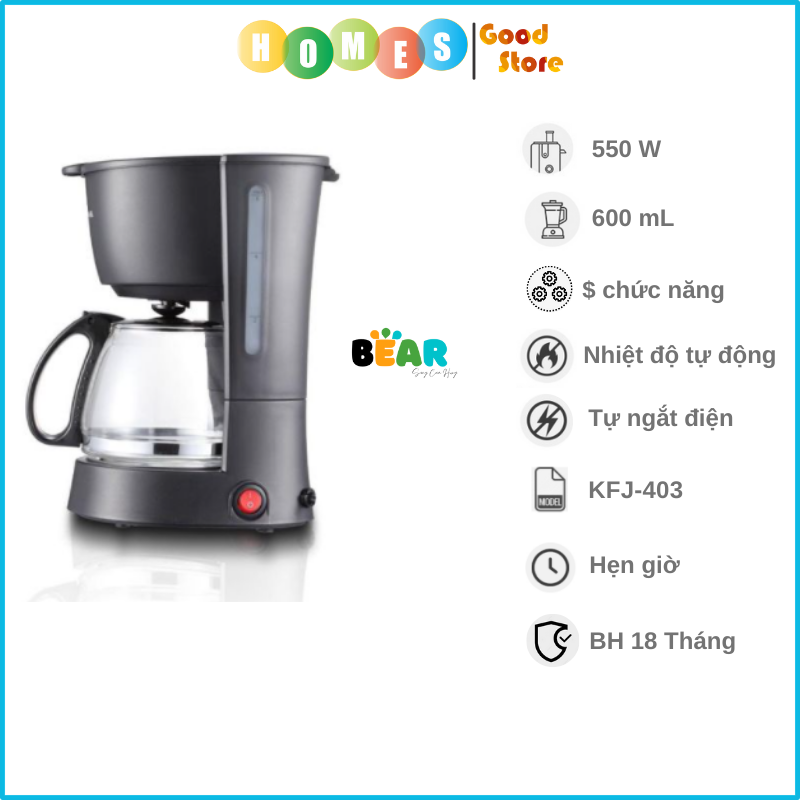 Máy Pha Cà Phê BEAR Cá Nhân CF-B06V2, Dung Tích 600 ML Công Suất 550 W- Hàng Chính Hãng