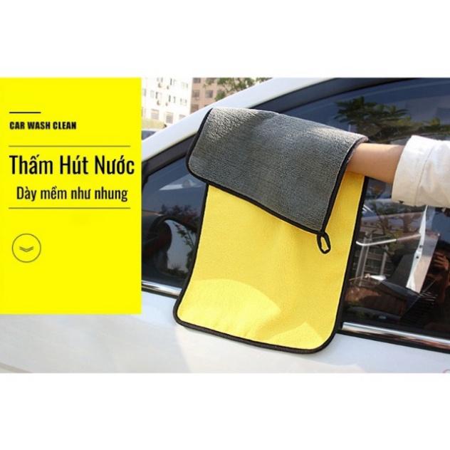 Khăn Lau Xe Hơi Màu Vàng 2 Lớp Cao Cấp Chất Liệu Microfiber Siêu Thấm Hút Vệ Sinh Ô Tô Ruffo Kích Thước 30x30 cm