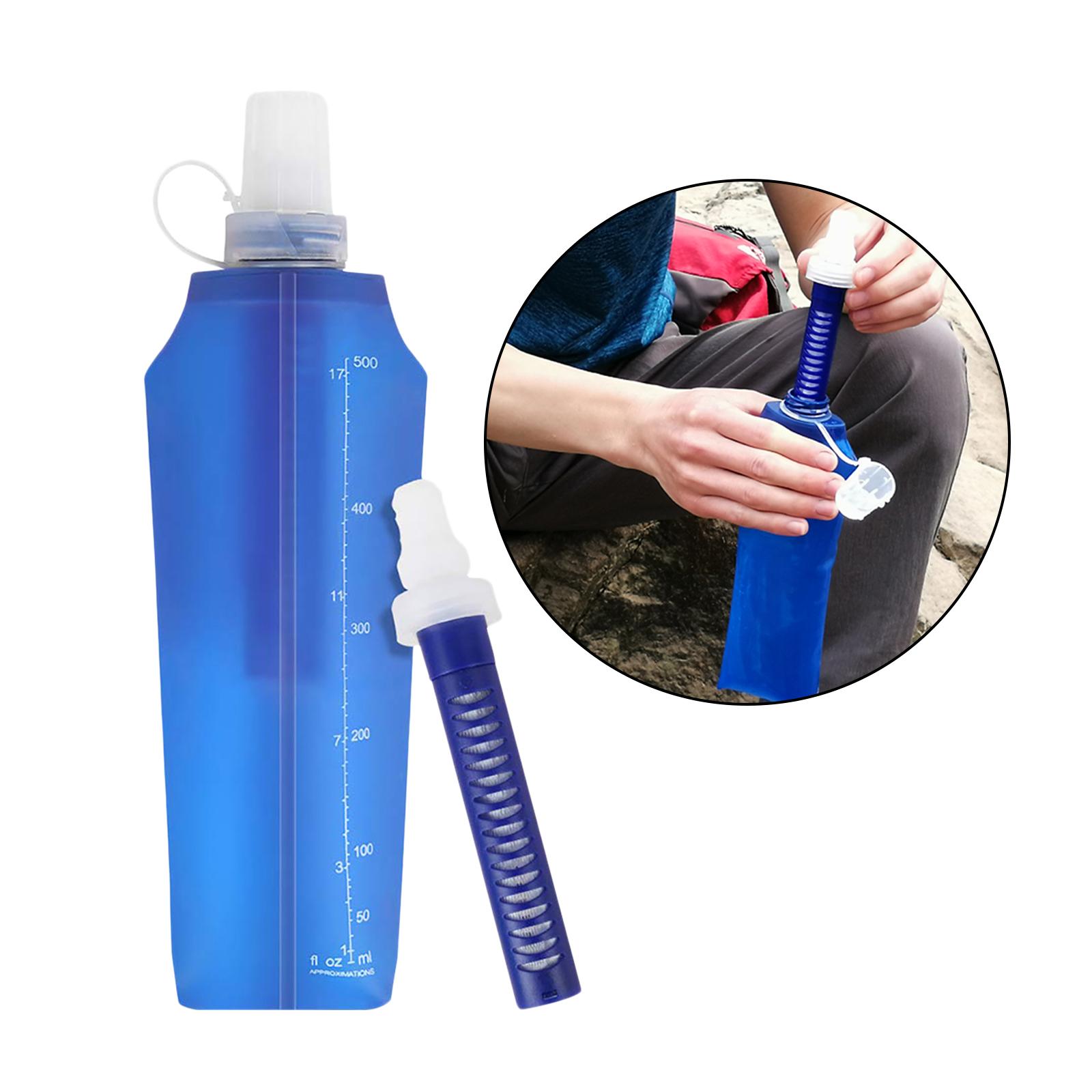 Collapsible Water Filter Canteens for Hiking, Water Bag/Bottle with Filter, Squeeze Water Through a Filter, Lightweight, BPA Free, Leak Proof