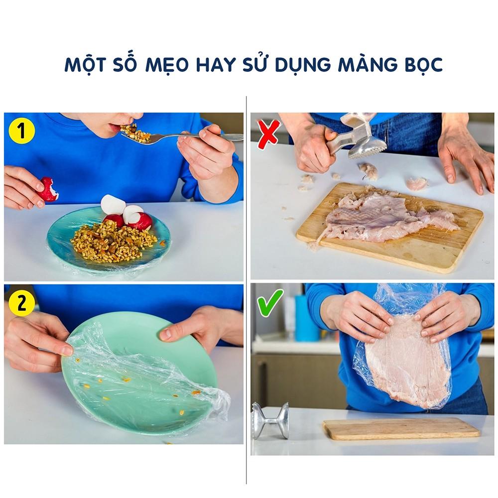 Màng bọc thực phẩm PE PVC An Lành kích thước 30cm x 200m dùng được trong lò vi sóng, Cuộn cover thực phẩm an toàn