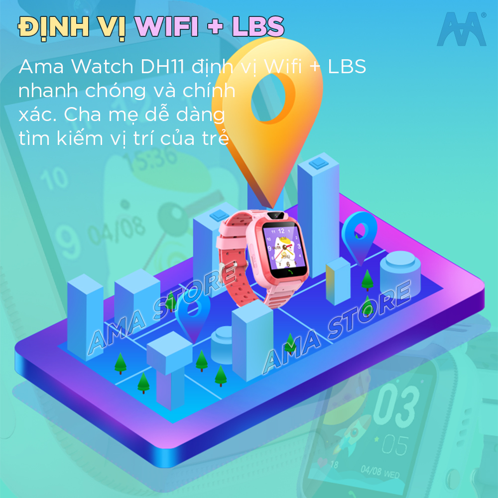 Hình ảnh Đồng hồ Thông minh Trẻ em Gọi Video Chống nước Định vị Wifi Model AMA Watch DH11 Hàng nhập khẩu