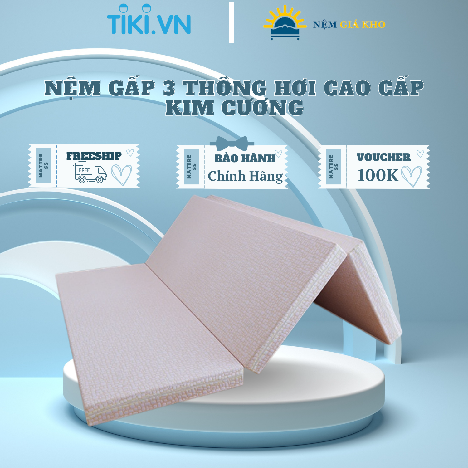 Nệm Thông Hơi Xếp 3 Kim Cương
