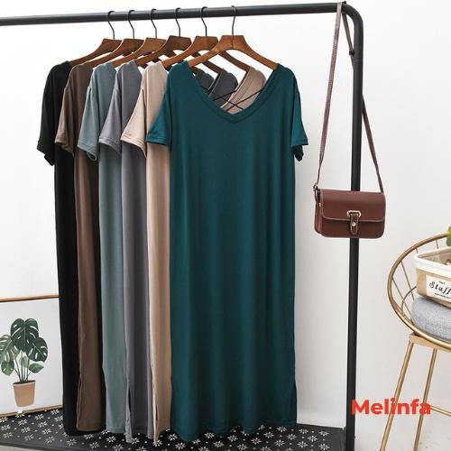 Váy đầm nữ ngắn tay cổ tim chéo lưng vải Modal mềm mại thoáng mát mặc mùa hè mã VAV0300
