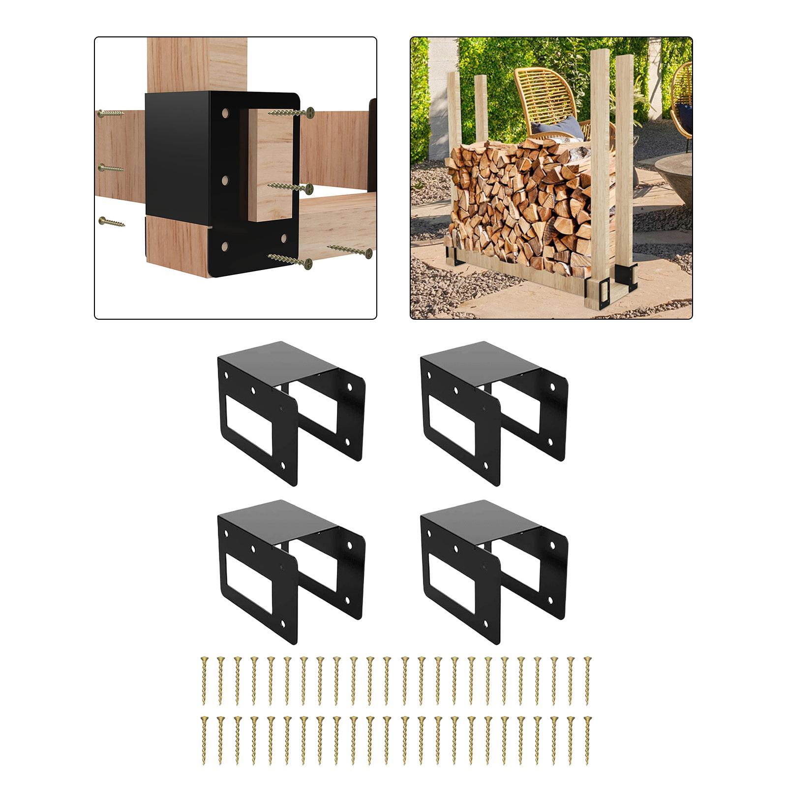 Firewood Bracket Storage Holder Outdoor Indoor Log Rack Storage