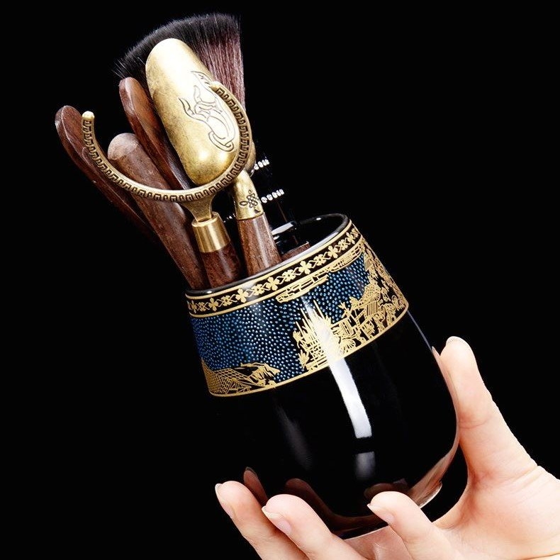 Bộ ấm chén pha trà cối xay Cảnh Trấn Thanh Di 14&15 món