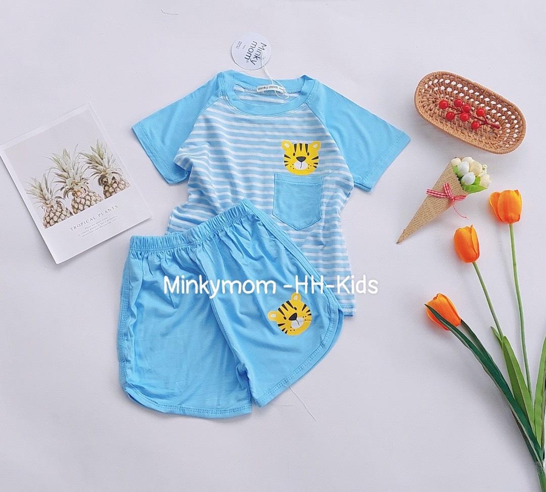 Bộ cộc tay cho bé gái/ bé trai minky mon size 8-29kg vải thun lạnh