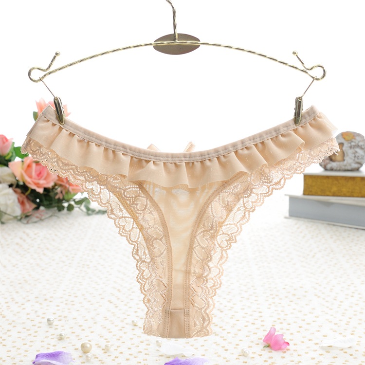 Combo 2 quần lót nữ, quần lọt khe, quần lót tam giác ren lưới xuyên thấu sexy, đính nơ xinh xắn LYEQ052