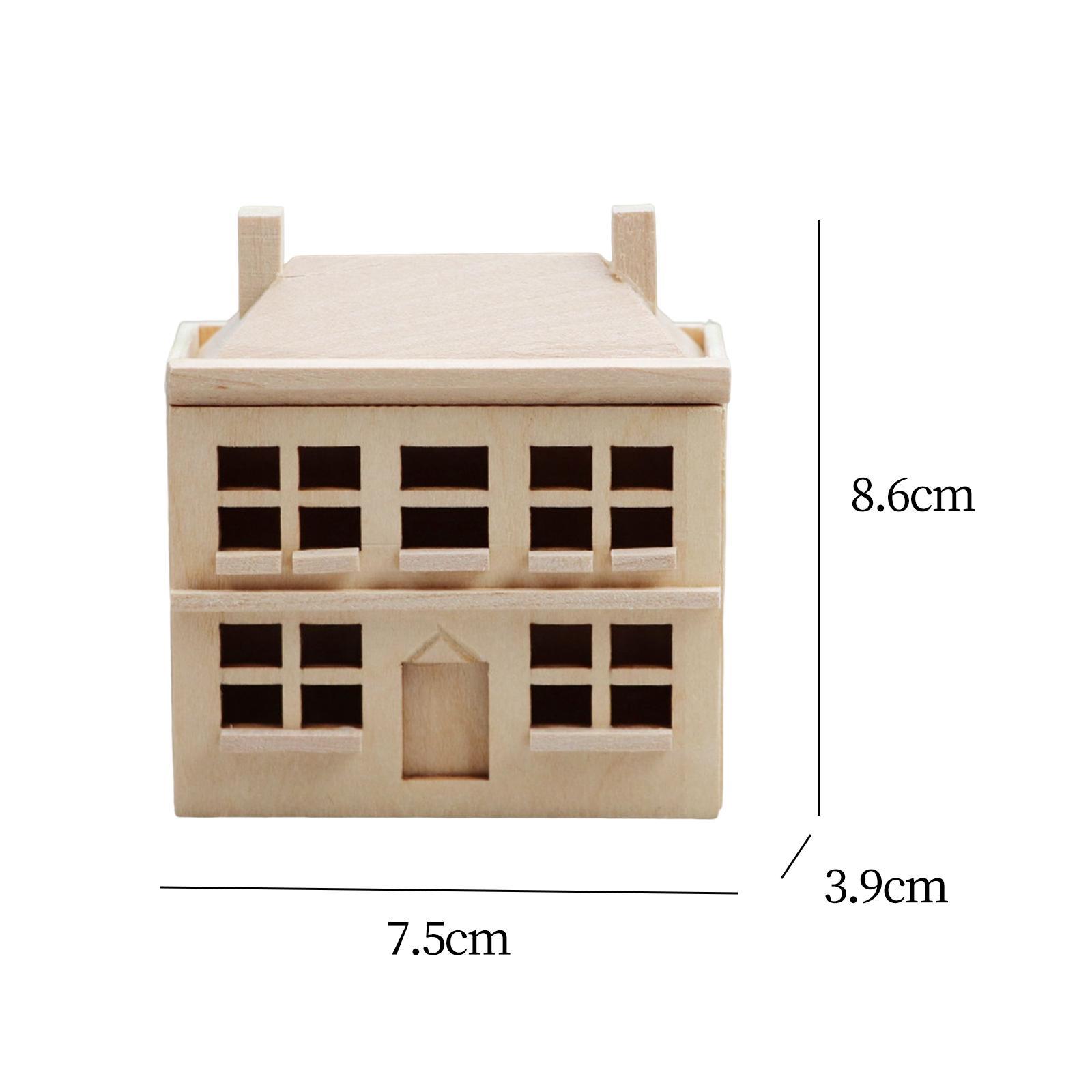 1/12 Dollhouse Villa House Handcraft Unpainted Miniature for Dolls House Decoration Accessory Child Doll Furniture Creative Toy