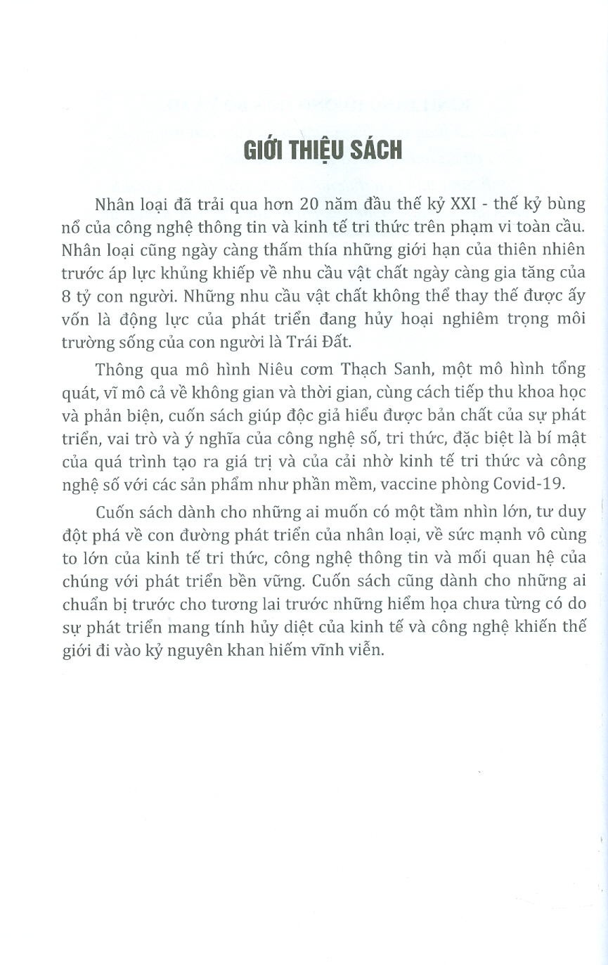 Kinh Tế Tri Thức Và Phát Triển Bền Vững - Tìm Kiếm Niêu Cơm Thạch Sanh Trong Thế Kỷ XXI Thực Tế Hay Không Tưởng? - Tập 1: THẾ GIỚI