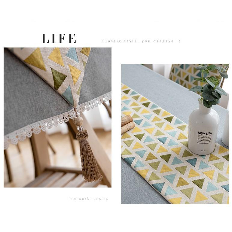 Khăn trải bàn ăn đẹp mắt vải Canvas TRIANGLE GEOMETRIC 1m8 - AsiaMart