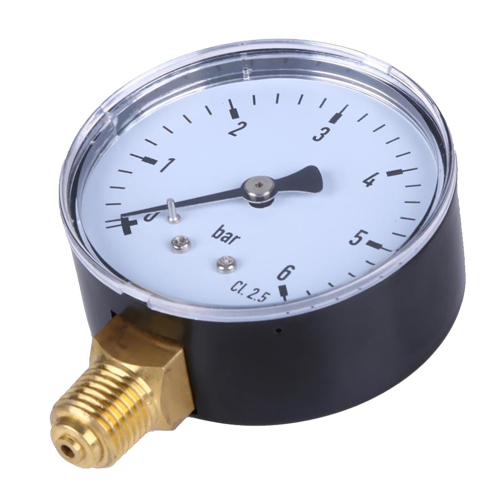 1/4" NPT Side Mount 2.3"Face 6 Bar Compressor Compressed Air Pressure Gauge