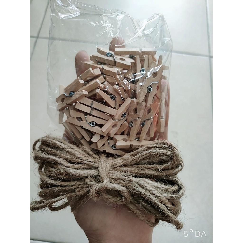 Sỉ Kẹp Gỗ Tự Nhiên Treo Ảnh Gói 50 kẹp 25mm