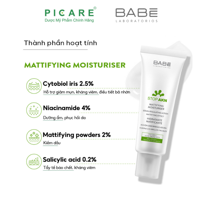 Kem Dưỡng Babé Stop Akn Mattifying Moisturiser 50ml Cho Da Dầu Mụn