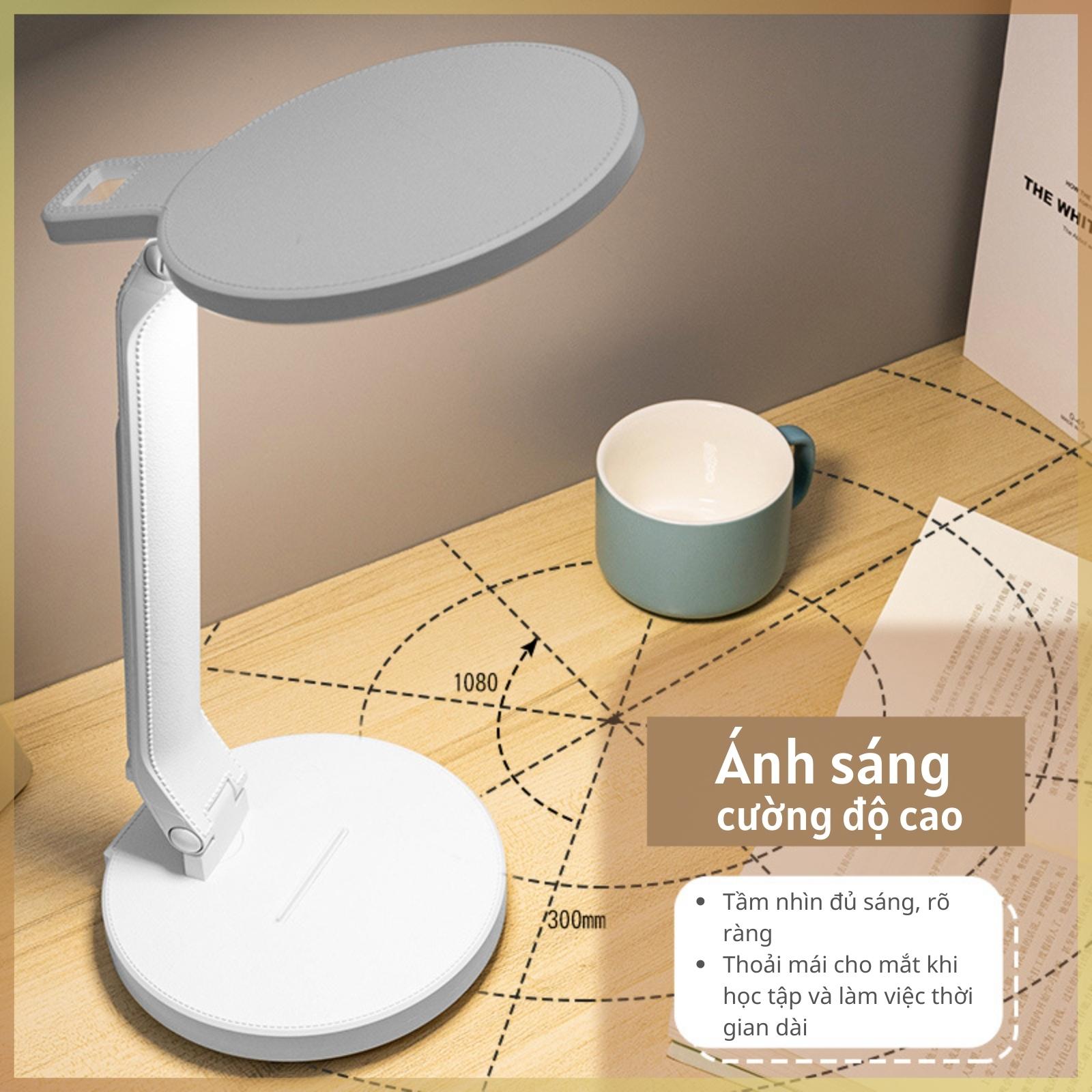 Đèn học để bàn Pin sạc 3 nhiệt độ màu Làm mờ vô cấp Mặt tròn Q9-2