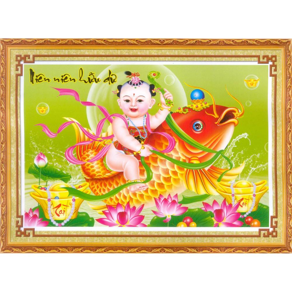 Tranh thêu chữ thập Niên niên hữu dư  DLH-222847