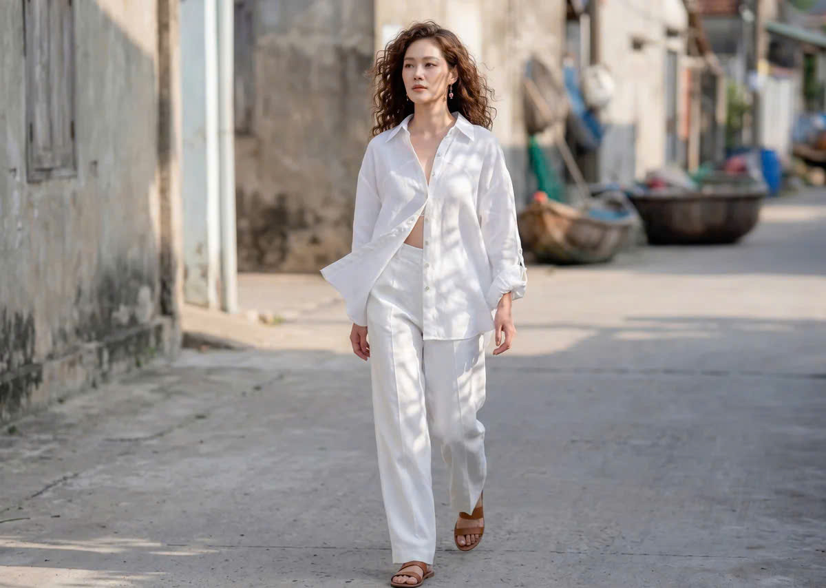 Áo Sơ Mi Oversize Linen Trắng Sương Top175 Thời trang Hity