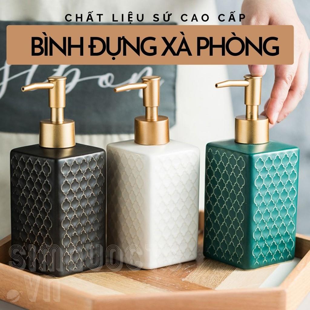 Bình sứ đựng sữa tắm, dầu gội, nước rửa tay hoạ tiết cổ điển sang trọng