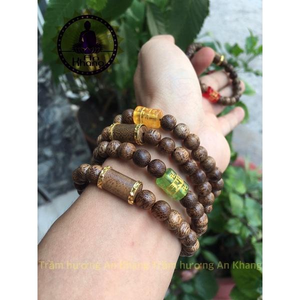 Vòng tay trầm hương tốc tự nhiên mix charm cao cấp