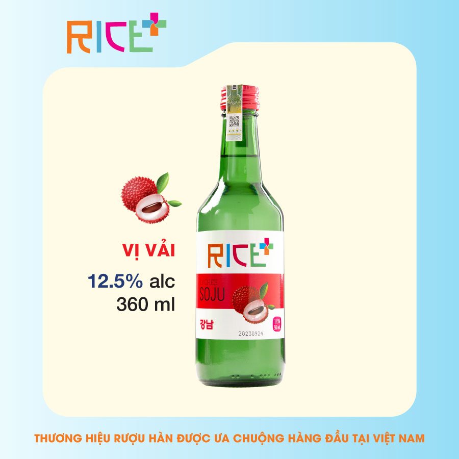 Rượu Soju Rice+ vị Vải