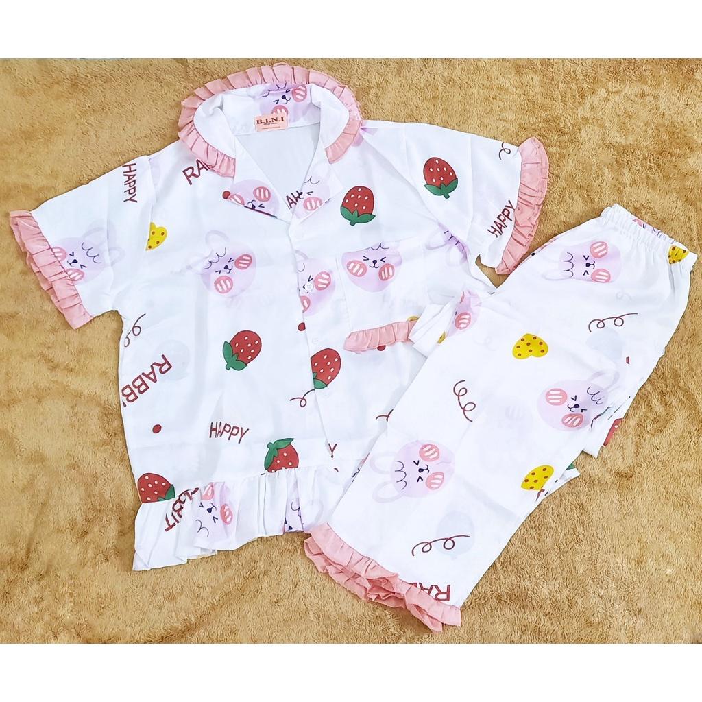 Đồ bộ Ori Sleepwear- Bộ mặc nhà Thỏ Happy- set dài cộc tay - Lụa Satin mềm mượt