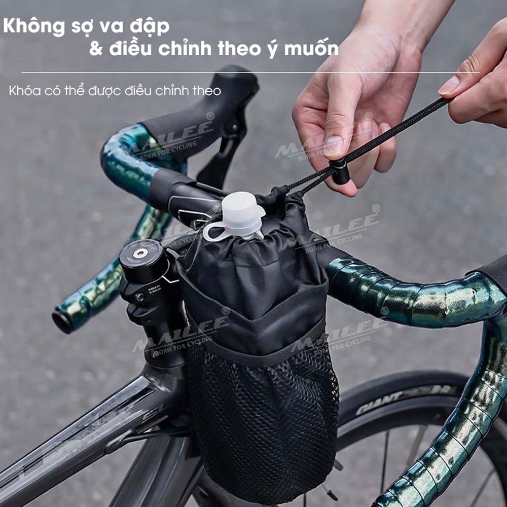 Túi đựng bình nước cho xe đạp, giữ nhiệt (loại lớn) TGN-07 gắn tay lái xe đạp, phù hợp nhiều kích thước, gắn 3 điểm nhiều vị trí - Mai Lee