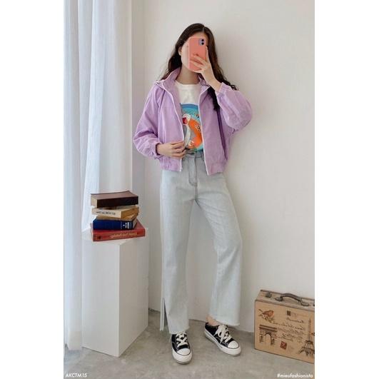 Áo khoác lửng croptop kaki nhung gân tay phồng unisex ulzzang nam nữ AK836