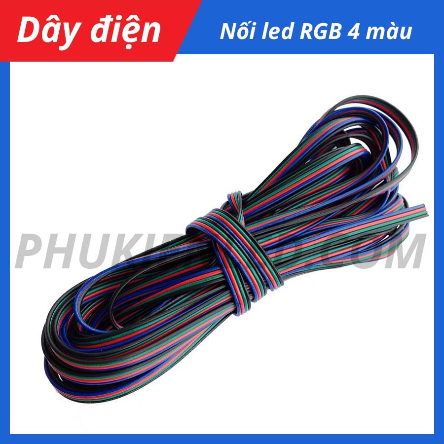 1 mét dây điện nối led RGB 4 Pin 4 sợi dây, dây điện 4 màu đen, xanh lá, đỏ, xanh dương