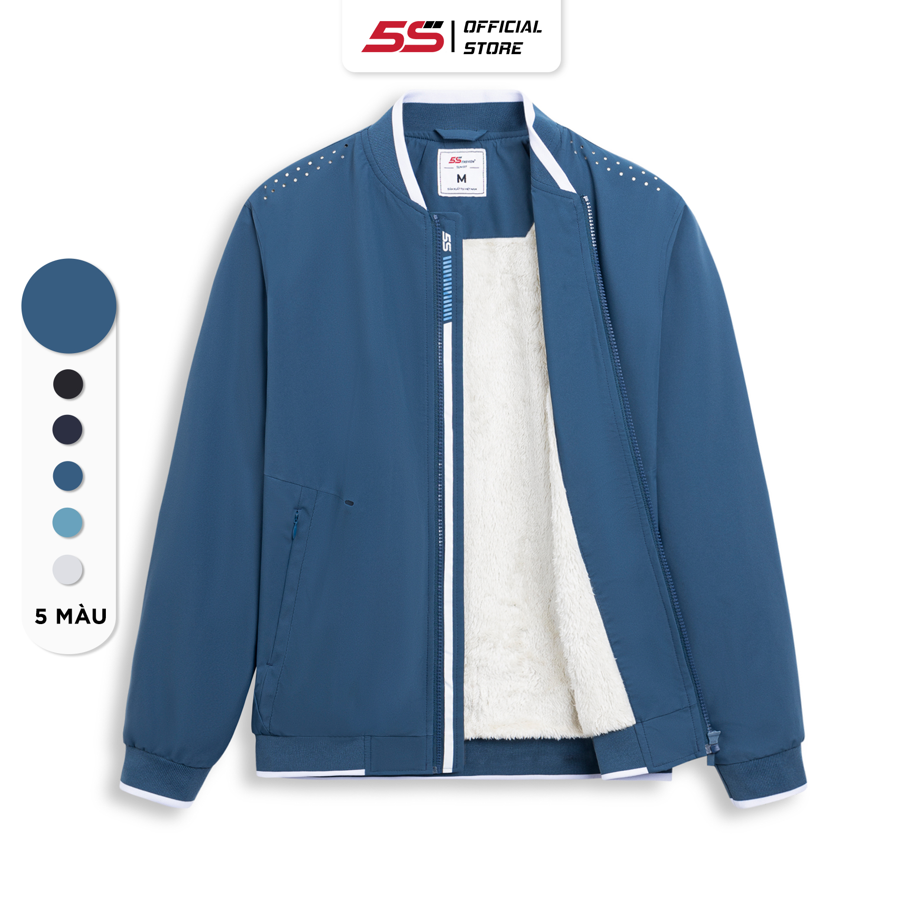 Áo Khoác Bomber Nam LÓT LÔNG 5S, Công Nghệ BLOCKTECH, Siêu Ấm, Dày Dặn, Trượt Nước, Chống Bám Bụi (AKB22010)