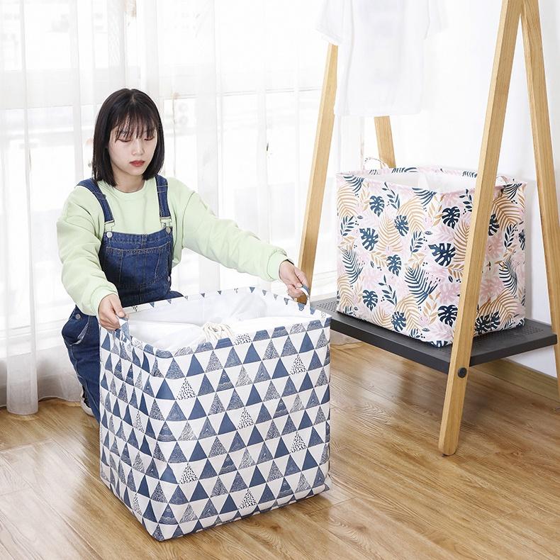 Túi Đựng Quần Áo, Chăn Màn Cỡ Lớn 100L - Sọt / Giỏ Vải Đựng Đồ Đa Năng Gấp Gọn Chống Thấm Nước
